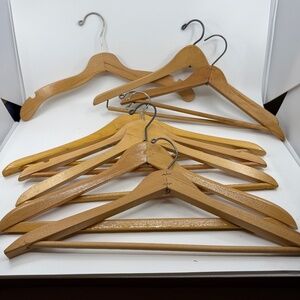 Set of Eight  Fine Vintage Blond Wood Hangers